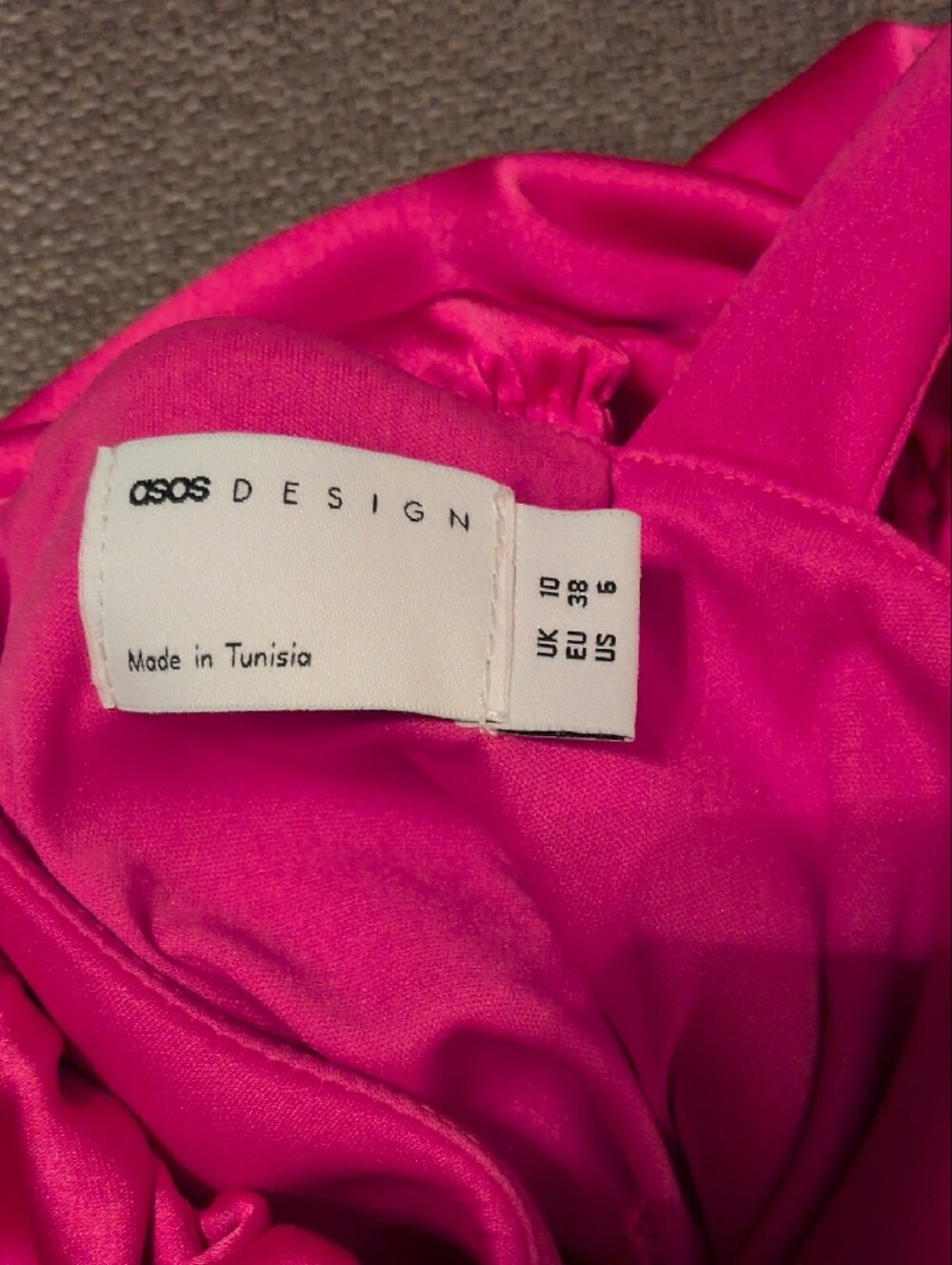ASOS Hot Pink Ruffle One-Shoulder Mini Dress - Picture 2 of 2